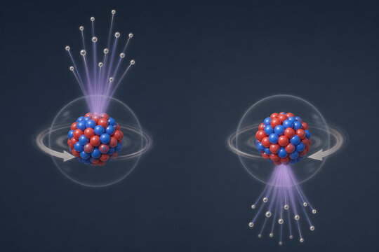 Parity violation in spinning atomic nuclei illustration