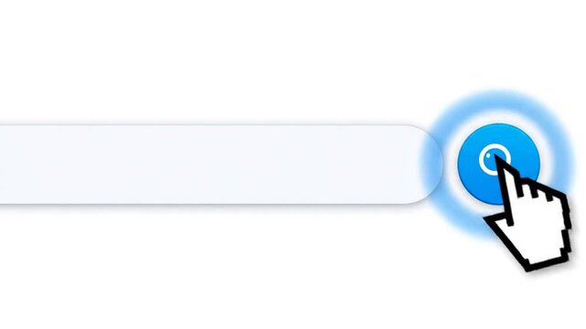 Computer cursor clicking on white web search bar