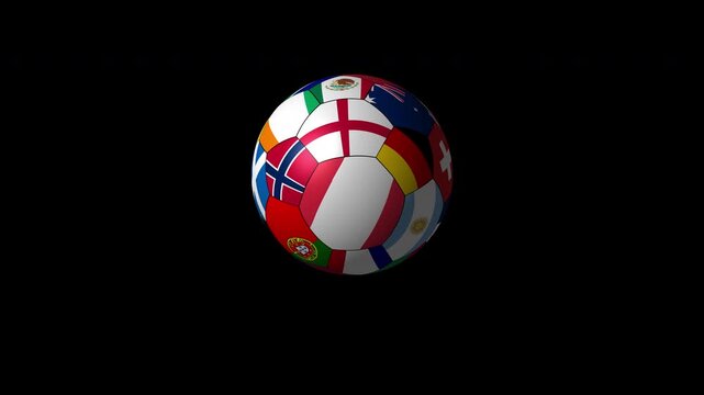 International Flags Soccer Ball Rotation Green Transparent Animation