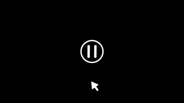 Minimalist pause button isolated on black background modern sleek