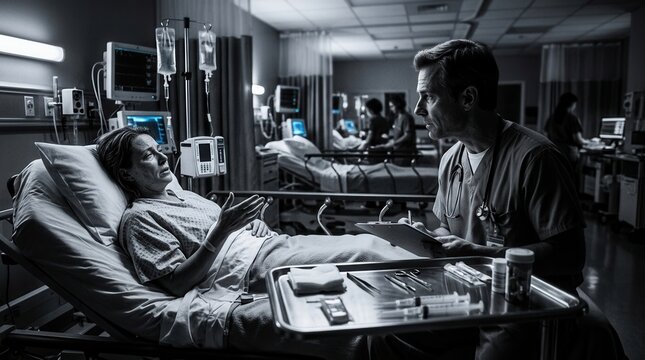 Doctor Discussing Patient Care In A Hospital Room