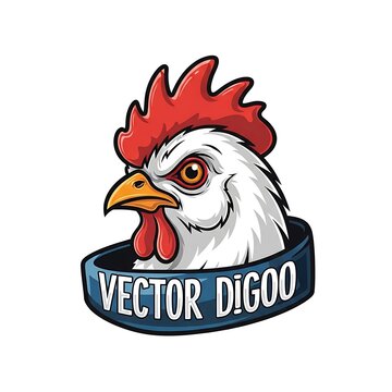 Cartoon rooster with red comb and wattle illustration.