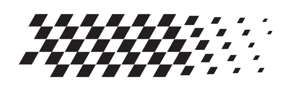 Racing flag background. Classic racing theme for motorsport, textiles, banners, design. Rally border abstract texture. Diagonal checkered flag pattern in black and white. Vector illustration