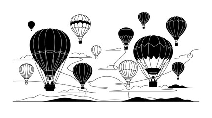 A collection of various hot air balloons floating in the sky. © Kamsiyah_Bintimawadi
