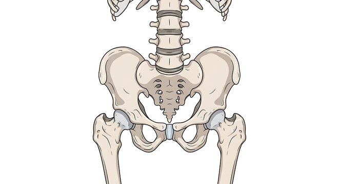 Detailed anatomical diagram of human skeletal system.