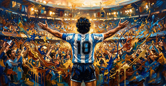The Football Legend's Victory Celebration | Stunning Artistic Sports Wallpaper