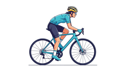 Fototapeta premium Retro style illustration of cyclist riding a road bike in motion against white background