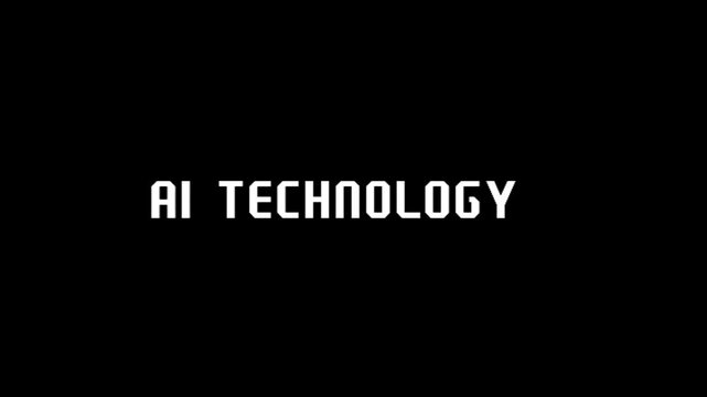 Ai technology text sign with futuristic digital font style on black background