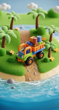 Children riding pedal boats in a tropical lagoon.