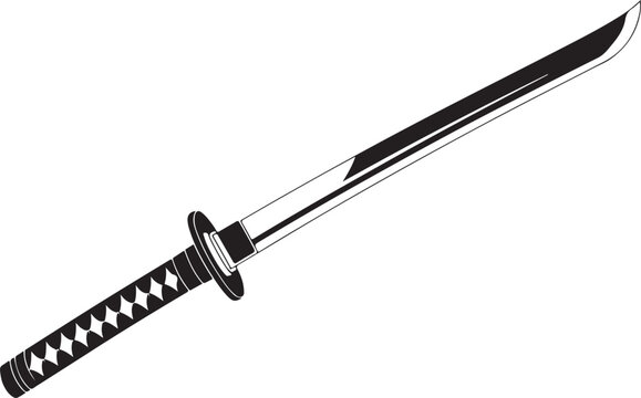 Traditional japanese katana sword illustration