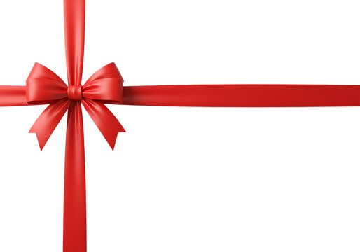 Red gift ribbon bow isolated on transparent background