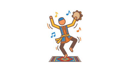 Obraz premium man dancing with shaker on colorful rug