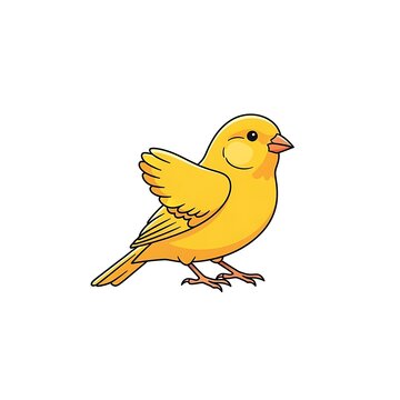 Yellow canary bird perched on a branch.
