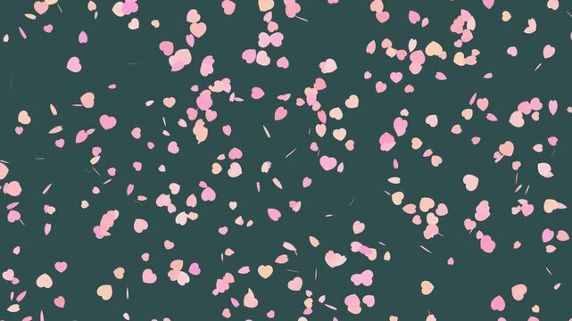Falling pink cherry blossom petals floating gracefully against a dark teal background art
