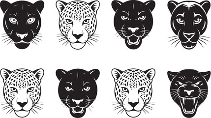 Black and spotted wild cat faces illustration © Masud