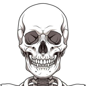 Skull with detailed bone structure and empty eye sockets.