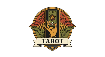 Obraz premium Tarot Card Illustration with Hand and Sun Symbol