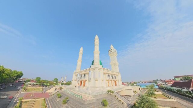 Aerial View of Grand Mosque Under Blue Sky in Surakarta