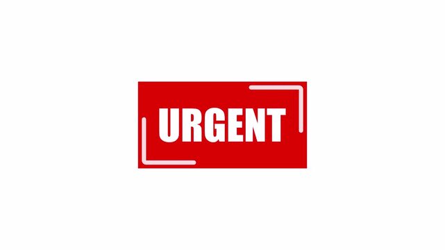 A red urgent rectangular label on white, useful for priority announcements, deadline reminders and warning notices.