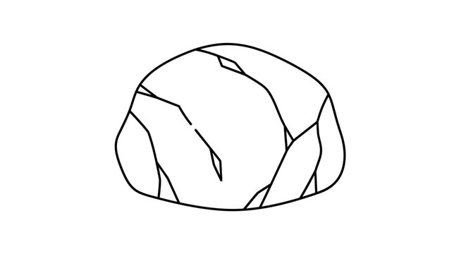 Simple black and white rock illustration outline.
