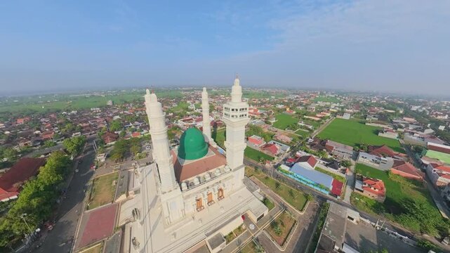 Aerial View of Grand Mosque Under Blue Sky in Surakarta