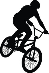 Naklejka premium Bicycle motocross rider performing a trick black silhouette bmx bike cyclist freestyle