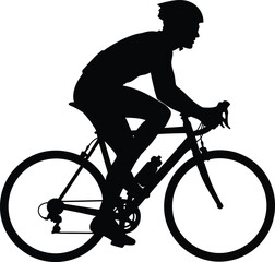 Fototapeta premium Cyclist riding a road bike side view black silhouette bicycle biking rider