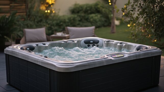 Bubbles Surfacing in Crystal Clear Hot Tub Outdoor