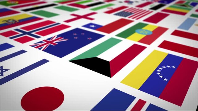 International World Flags Background Animation