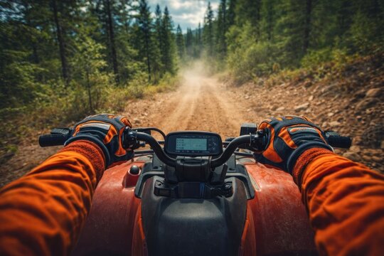 Adventurous ATV ride through forest