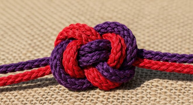Intertwined Vibrant Red and Purple Knot from 308 Gigapixel