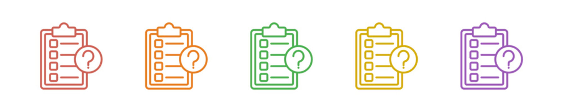 Questionnaire Icon Set Multiple Style Collection. Vector Illustration Concept Designed In Line Colorful Style
