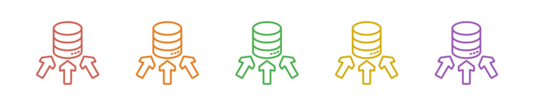 Data Collection Icon Set Multiple Style Collection. Vector Illustration Concept Designed In Line Colorful Style