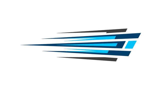 Abstract blue horizontal speed motion graphic streaks.