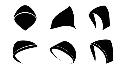 Naklejka premium Set of Abstract Hood Silhouette Icons, Minimalist Design, Black and White