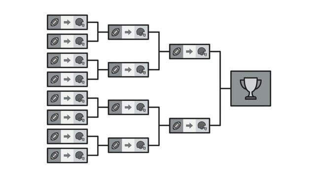 Championship tournament bracket with victory trophy award vector.