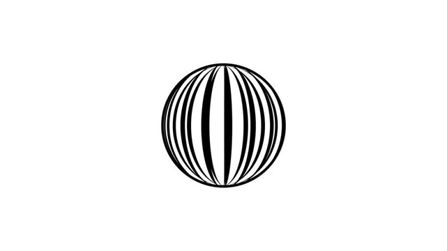 Black and white striped sphere rotating 3 d animation 3d animation rotating sphere striped pattern motion animation loop