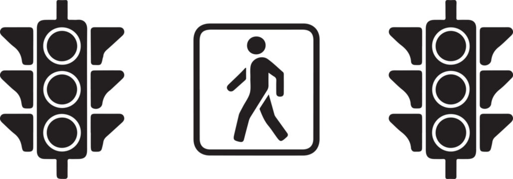Pedestrian crossing signal with traffic lights icon