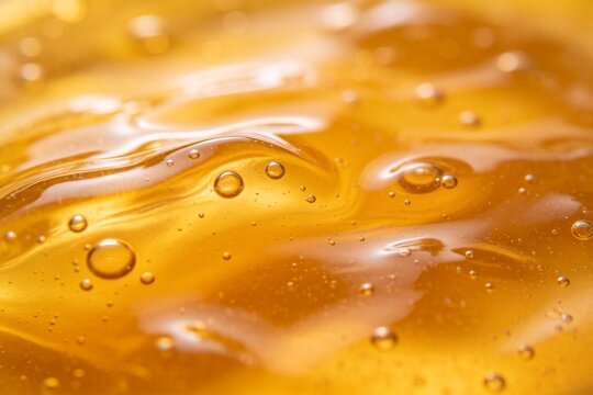 Golden liquid with bubbles and ripples