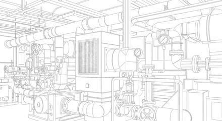 Obraz premium Industrial machinery and equipment in a factory.