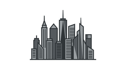 Fototapeta premium Clean grayscale vector illustration of dense city skyscrapers.
