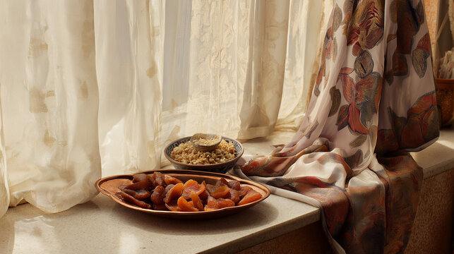 afghan. Afghan saffron rice and dried fruits with embroidered scarf, independence day cultural display. event programs, museum guides, designed for cultural heritage projects and event programs.