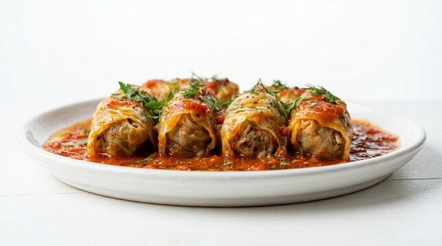 Lahana Sarma Stuffed Cabbage Rolls in Tomato Sauce | Traditional Turkish Winter Dish Commercial Food Photography