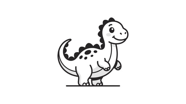 Cute long neck brontosaurus dinosaur cartoon mascot character.