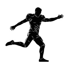 Obraz premium Silhouette of a soccer player in dynamic action pose.