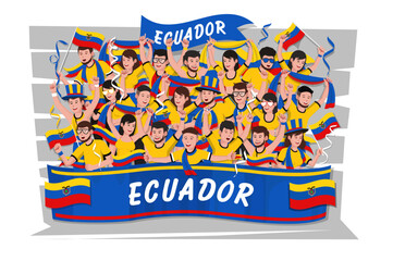 Obraz premium Soccer fans cheering. ecuador team.