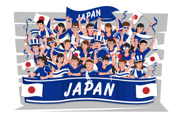 Obraz premium Soccer fans cheering. japan team.