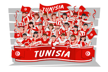Soccer fans cheering. Tunisia team. © Aomarch