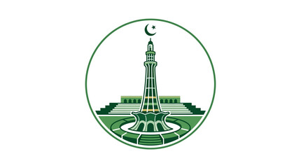 Fototapeta premium Minar-e-Pakistan Illustration Icon Green Vector