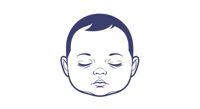 Sleeping Baby Face Closeup Illustration.